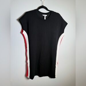 SPANX Colorblock Zip Side Stretch Shift Dress Black Red White Size M